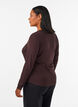 Viskosebluse med blondekanter og V-hals, Brun, Model image number 2