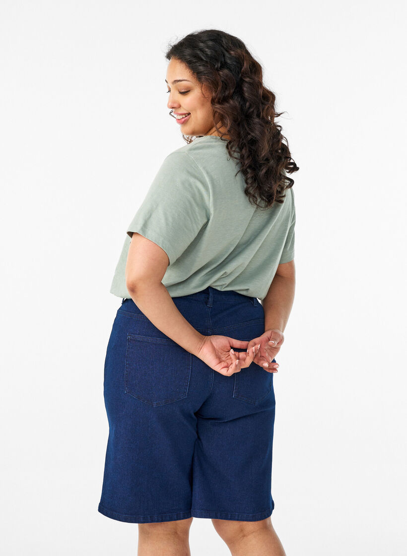 L&oslash;se denimshorts med h&oslash;j talje, Bl&aring;, Model image number 2