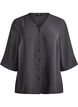Skjortebluse med V-udsk&aelig;ring og 3/4-&aelig;rmer, Gr&aring;, Packshot image number 0