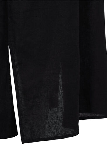 Lang skjortekjole med korte ærmer, Black, Packshot image number 3