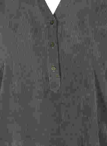Fløjlskjole med 3/4 ærmer og knapper, Deep Forest, Packshot image number 2