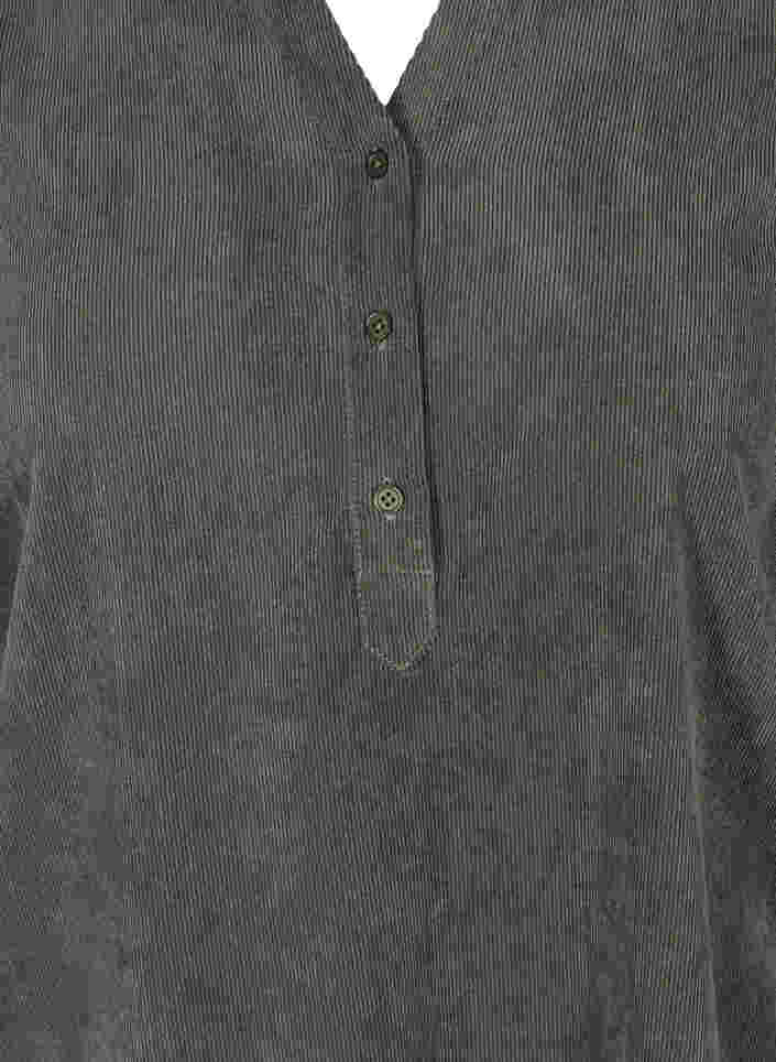 Fløjlskjole med 3/4 ærmer og knapper, Deep Forest, Packshot image number 2