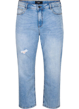 Cropped Vera jeans med sliddetaljer, Blue Denim, Packshot image number 0