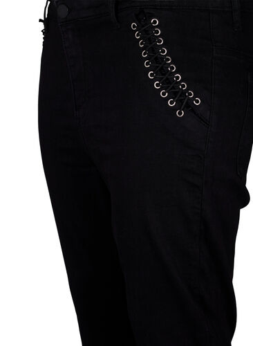 Super slim Amy jeans med snøredetalje, Black, Packshot image number 2