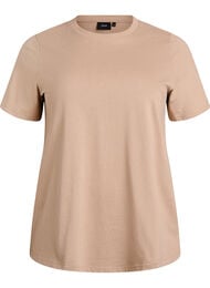 Basis t-shirt i bomuld med rund hals, Beige