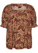 Viskosebluse med paisleyprint og firkantet udsk&aelig;ring, Brun, Packshot image number 0
