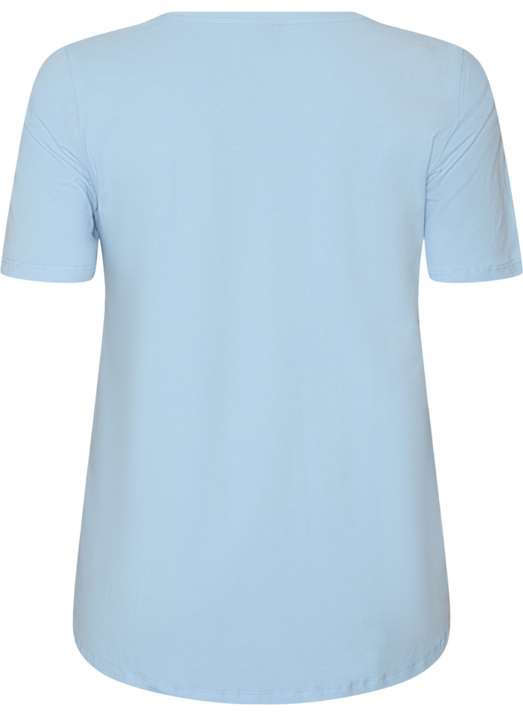 ZizziEnsfarvet basis t-shirt i bomuld, Bl&aring;, Packshot image number 1