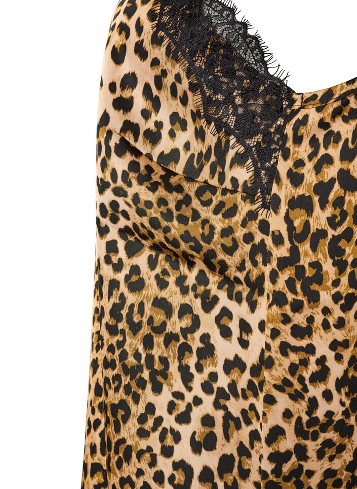 Stroptop med blonder og asymmetrisk kant, Brun, Packshot image number 3