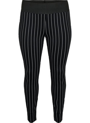 Leggings med nålestriber, Black/White Stripes, Packshot image number 0