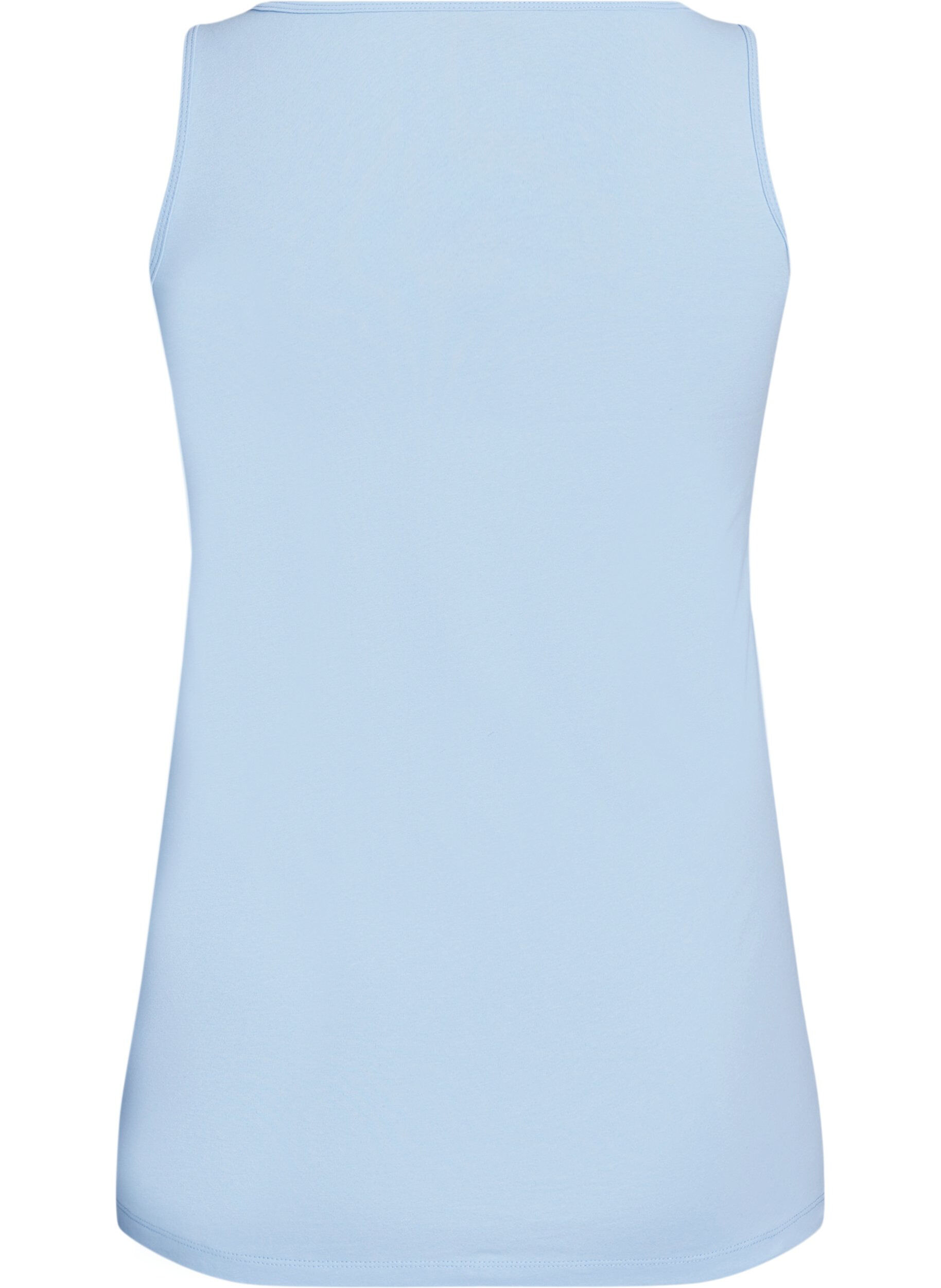 ZizziEnsfarvet basis top i bomuld, Bl&aring;, Packshot image number 1