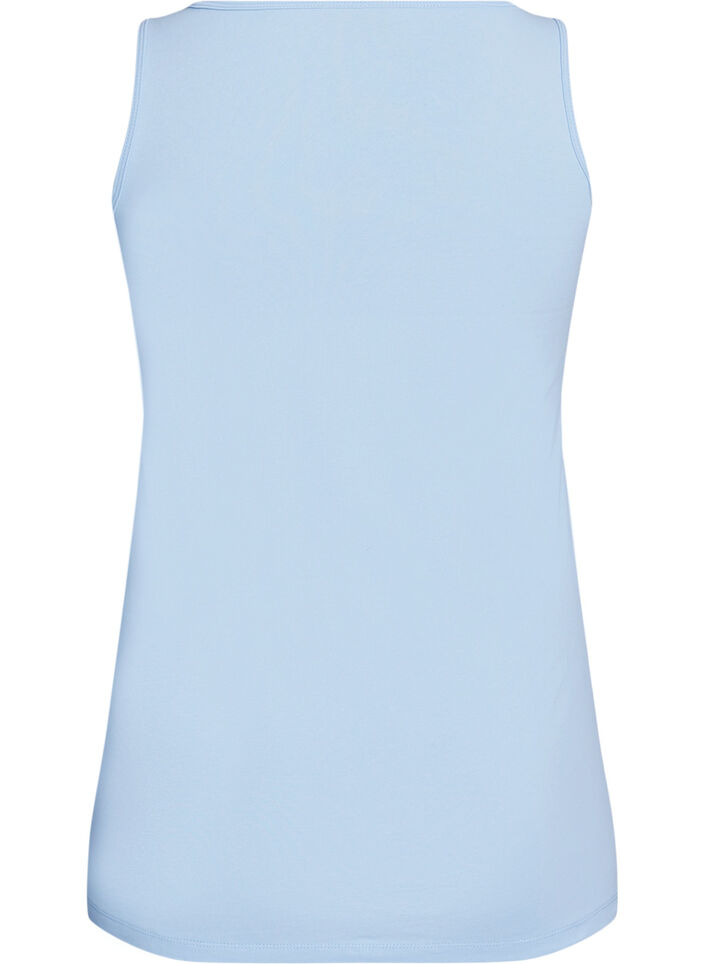 Ensfarvet basis top i bomuld, Bl&aring;, Packshot image number 1