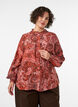 Bluse i viskose med paisleyprint og fl&aelig;ser, Orange, Model image number 0