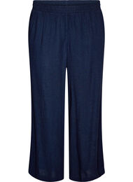 Bukser i h&oslash;r og viskose med vide ben, Bl&aring;