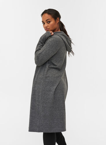 Langærmet kjole med hætte, Dark Grey Melange, Model image number 1
