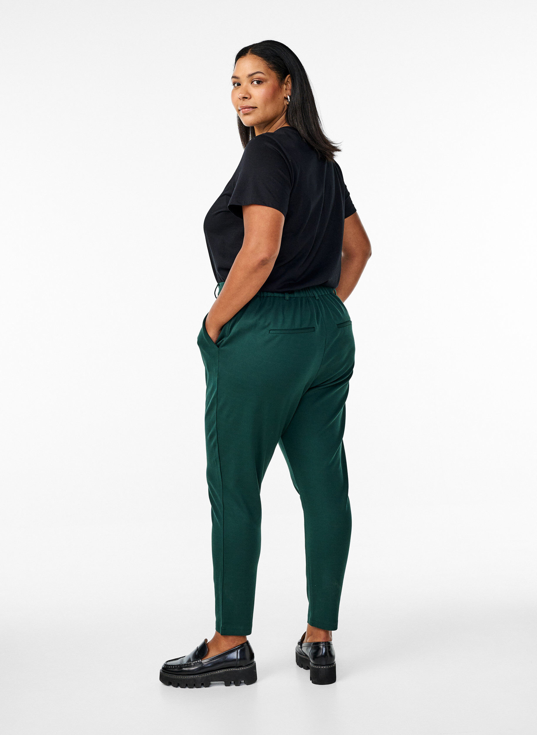 ZizziCropped Maddison bukser, Gr&oslash;n, Model image number 1