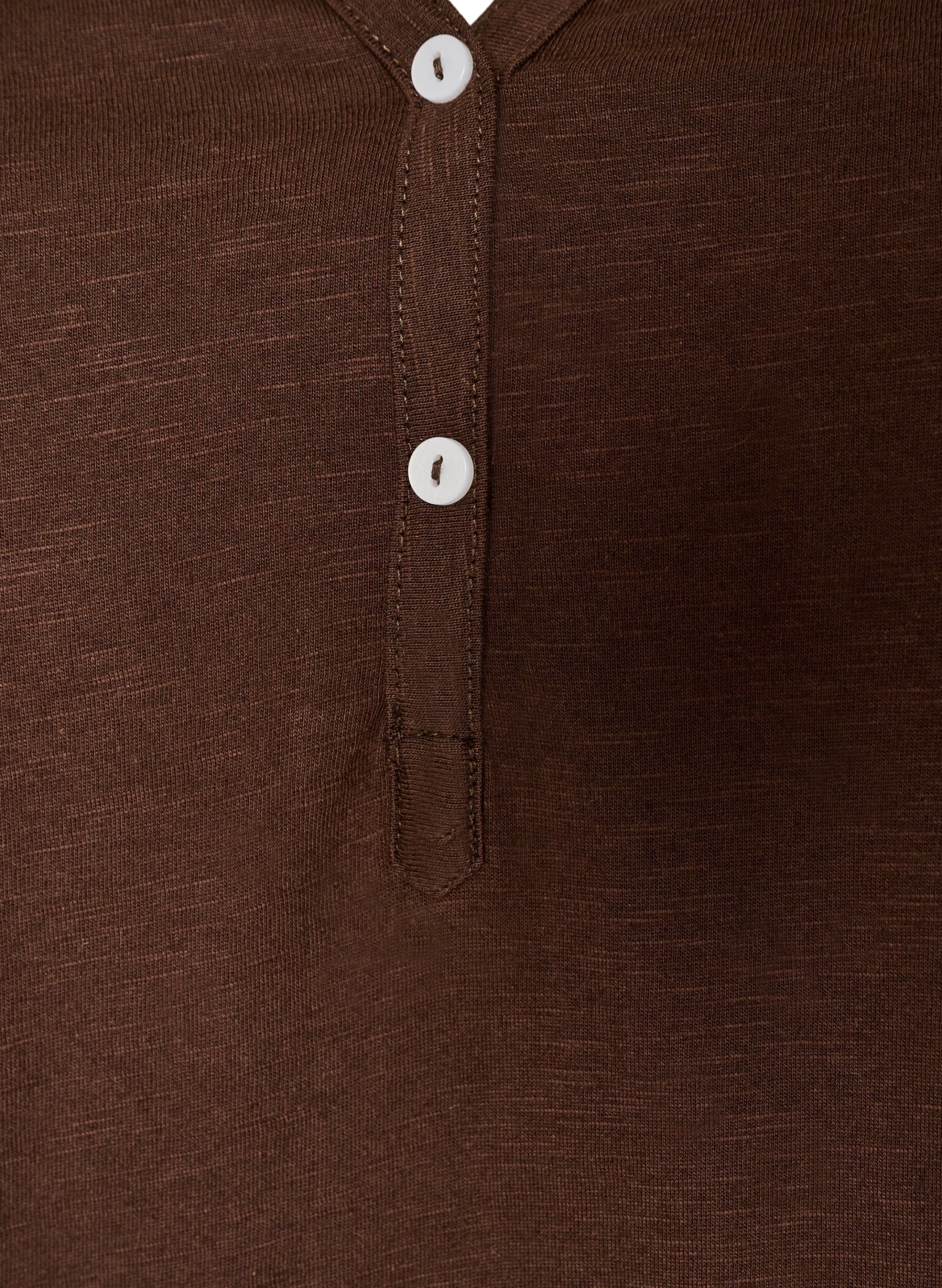 ZizziT-shirt med knapdetalje, Brun, Packshot image number 2