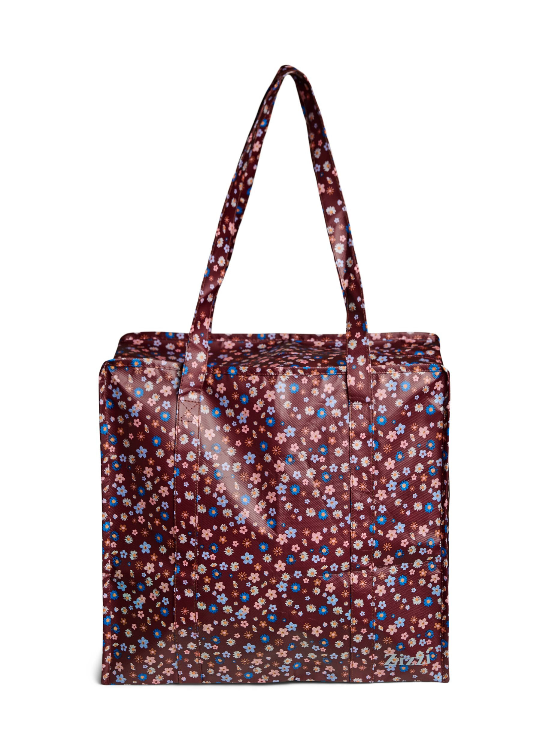 ZizziShoppingbag med lynl&aring;s, Brun, Packshot image number 0