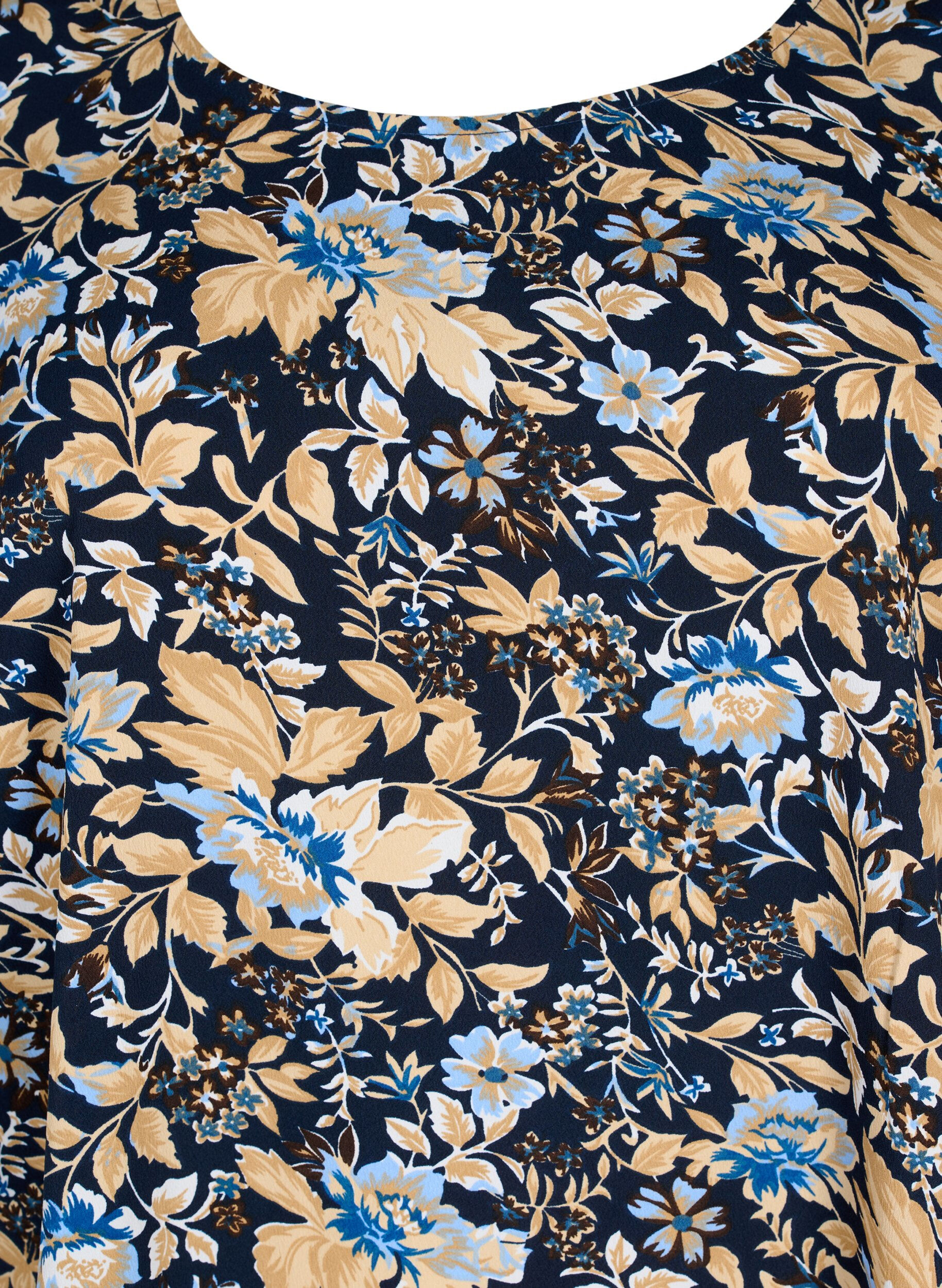 Zizzi FLASH - Bluse med korte &aelig;rmer og print, Brown Blue Flower, Packshot image number 2