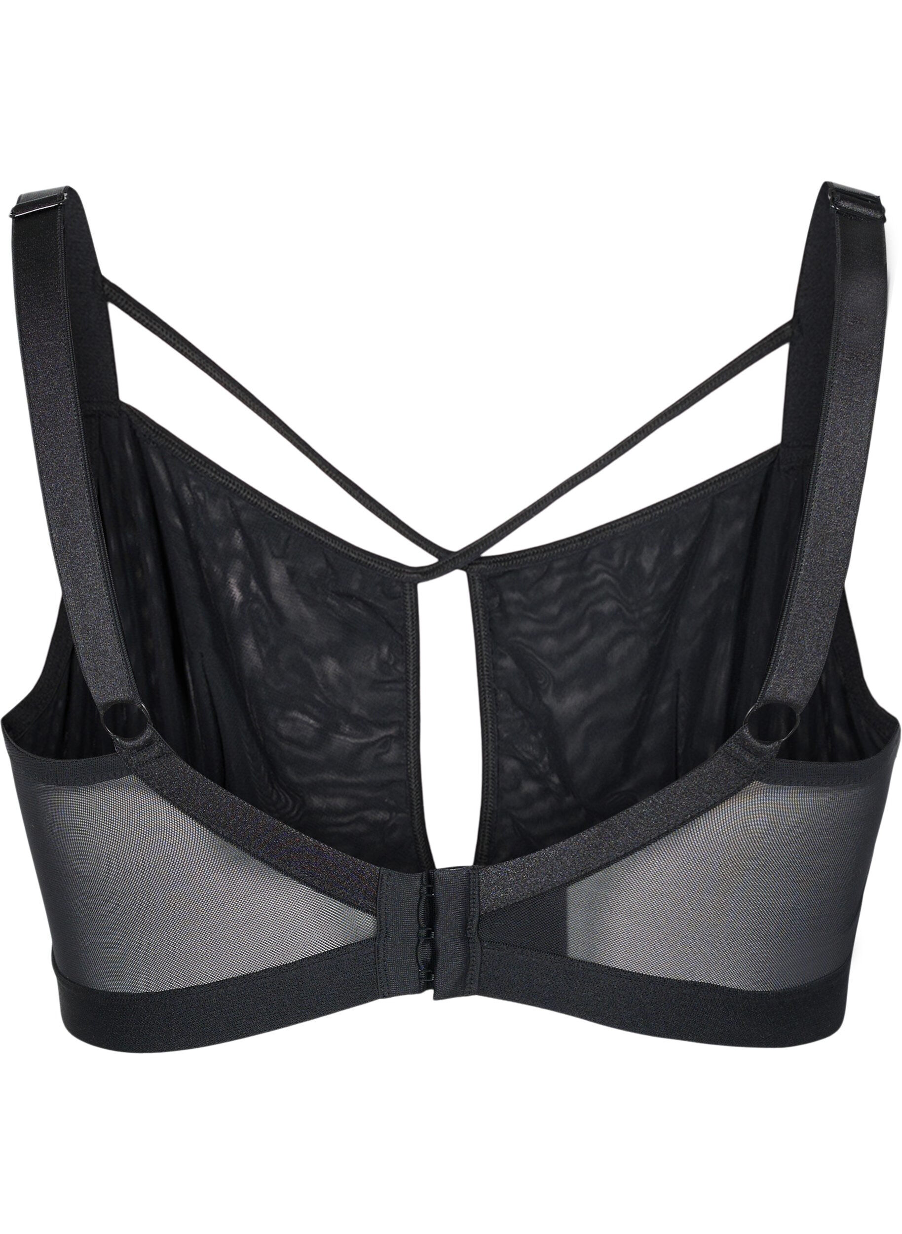 Zizzi Mesh bh med string, Black, Packshot image number 1