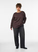 Jerseybluse med b&oslash;lget struktur, Brun, Model image number 1