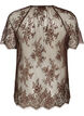 Kort&aelig;rmet blondebluse med bindeb&aring;nd, Brun, Packshot image number 1
