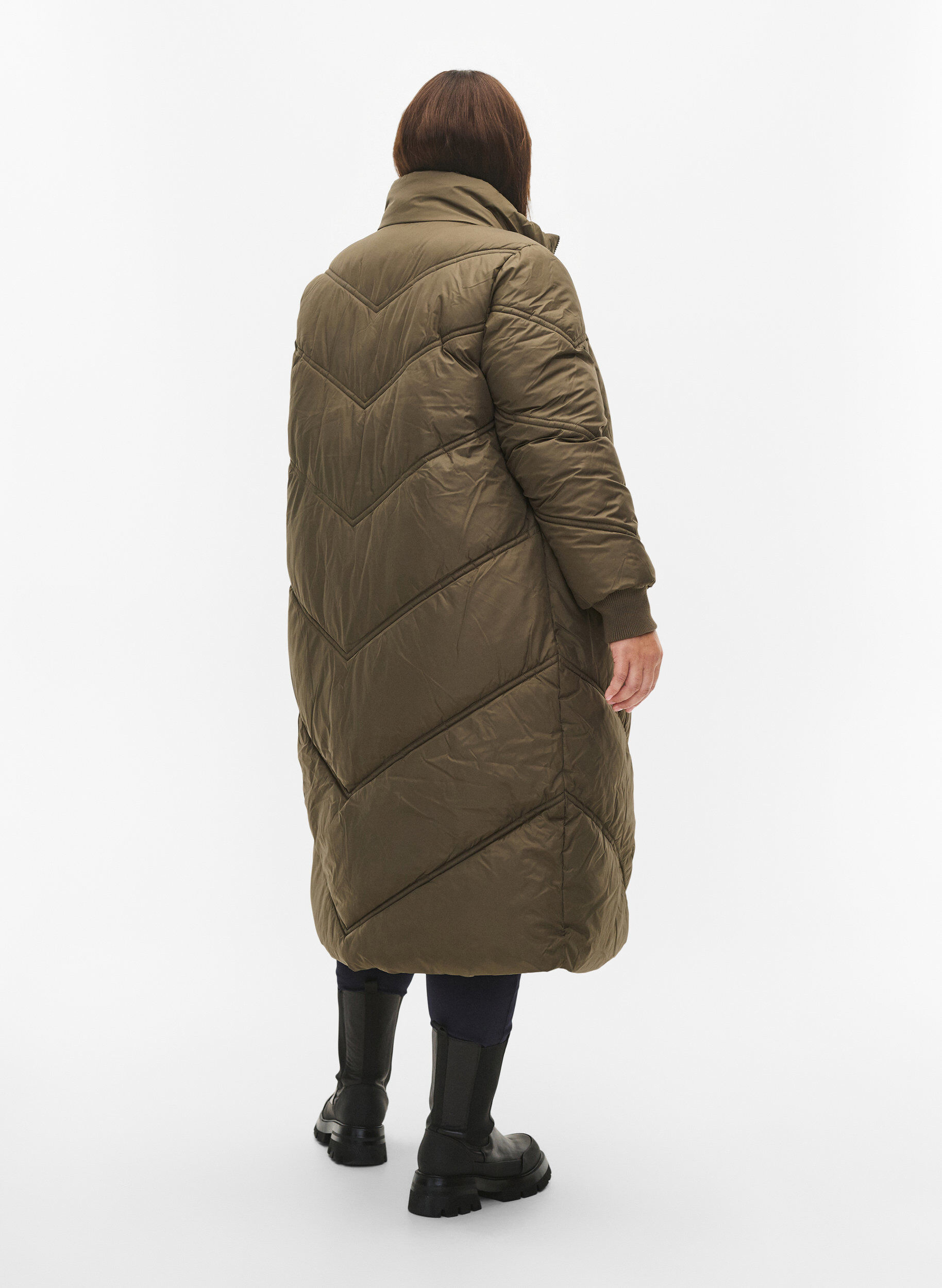Zizzi Lang puffer vinterjakke, Bungee Cord , Model image number 1