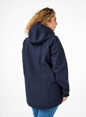 Kort softshell jakke med aftagelig hætte, Night Sky, Model image number 1