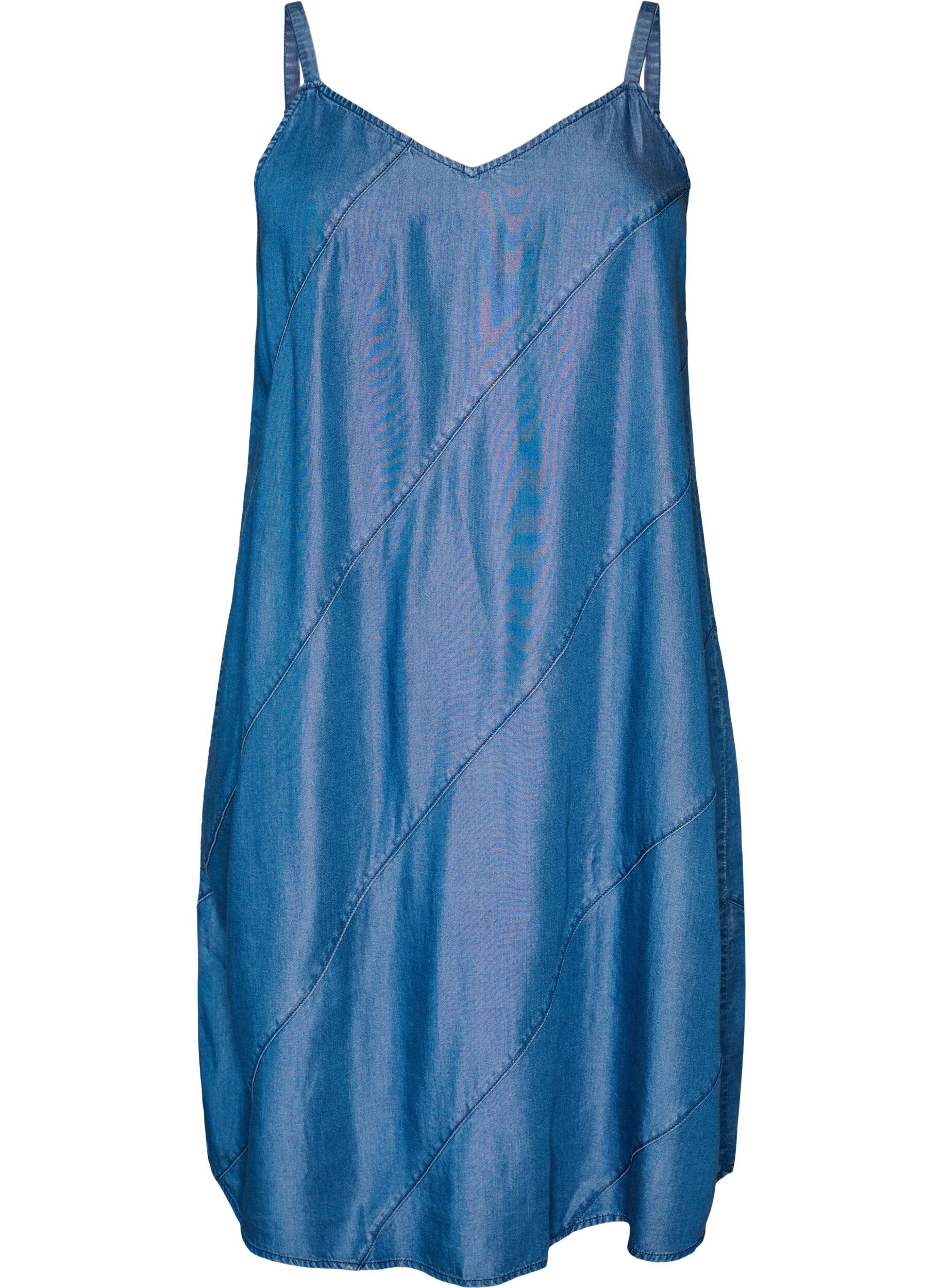 ZizziKjole i TENCEL&trade; Lyocell med denimlook og stropper, Bl&aring;, Packshot image number 0