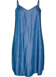 Kjole i TENCEL&trade; Lyocell med denimlook og stropper, Bl&aring;