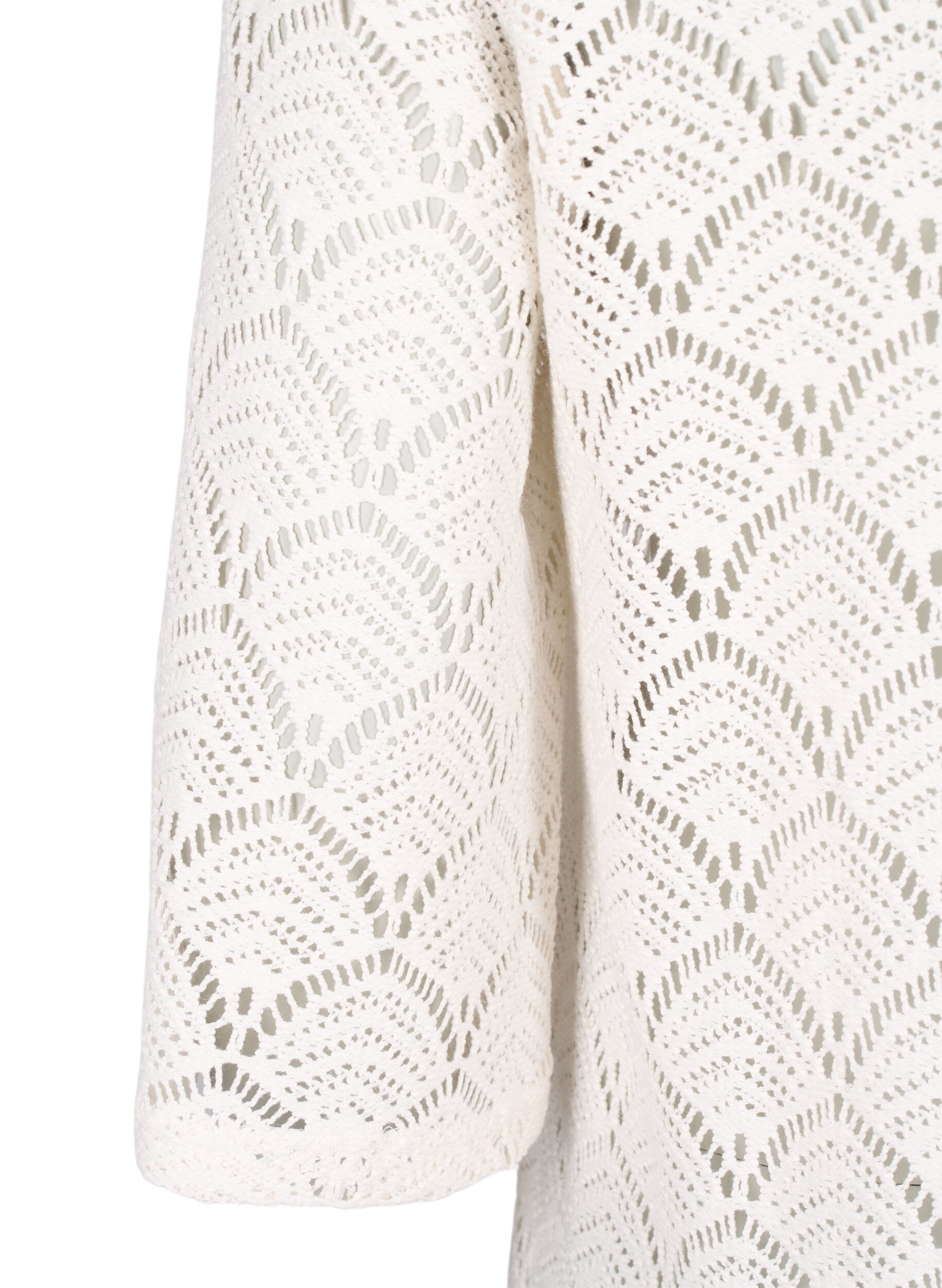 Zizzi Crochet bluse med 3/4 &aelig;rmer, Sandshell, Packshot image number 3
