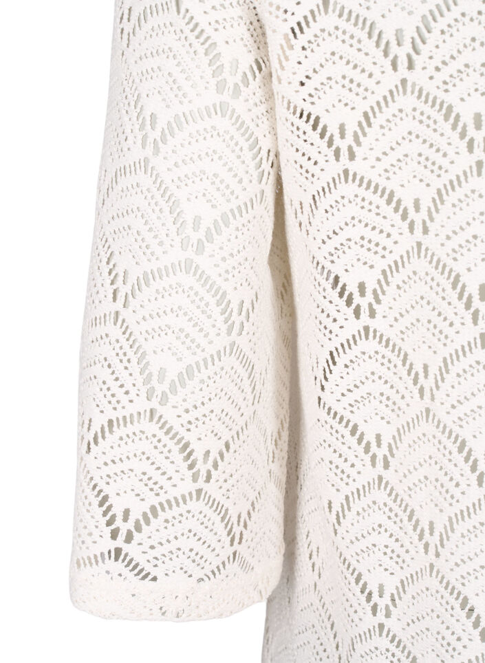 Crochet bluse med 3/4 ærmer, Sandshell, Packshot image number 3