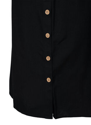 Bomulds kjole med 3/4 ærmer og knapper, Black, Packshot image number 3