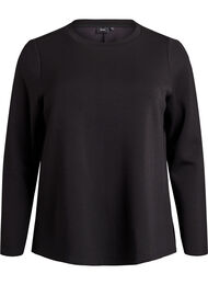 Jerseybluse med rund hals, Sort