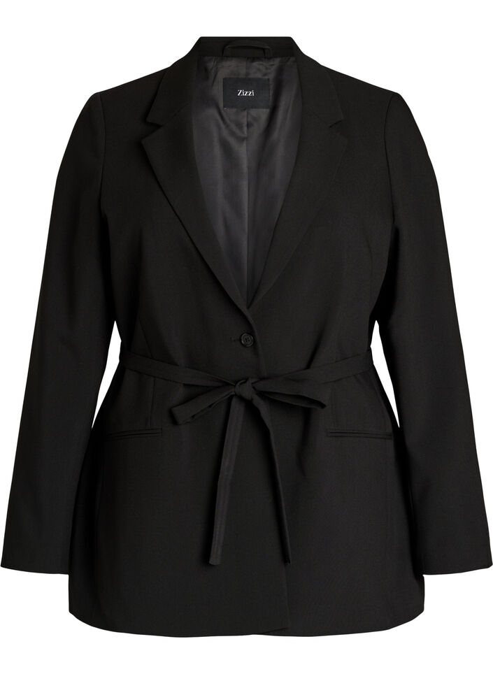 Blazer med aftageligt bindeb&aelig;lte, Sort, Packshot image number 0
