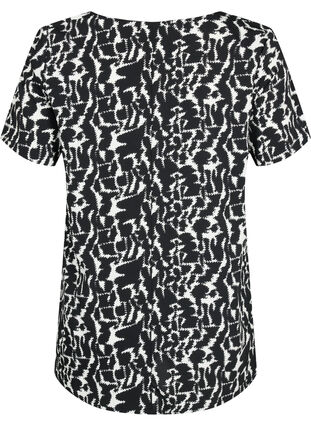 FLASH - Bluse med korte ærmer og print, Black White AOP, Packshot image number 1