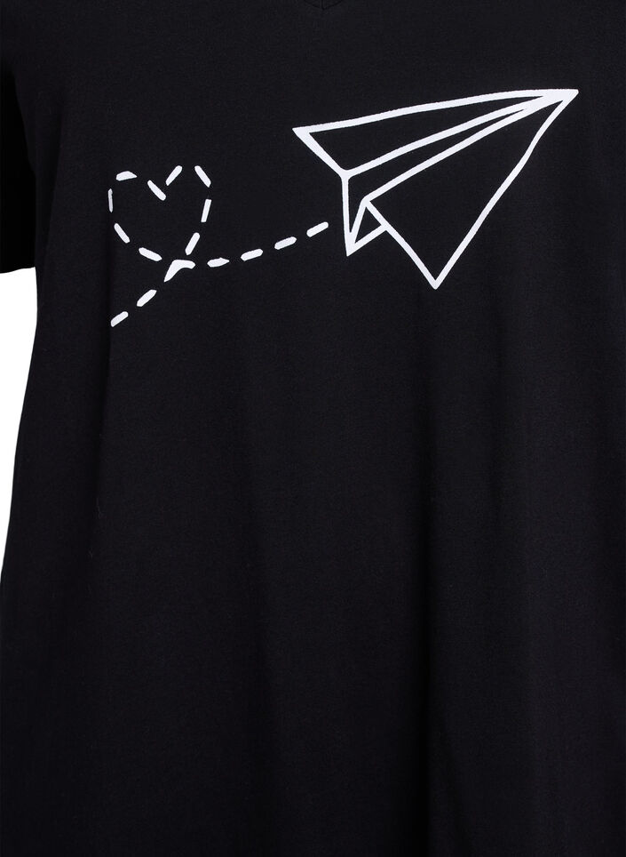 Natkjole i &oslash;kologisk bomuld med v-hals , , Packshot image number 2