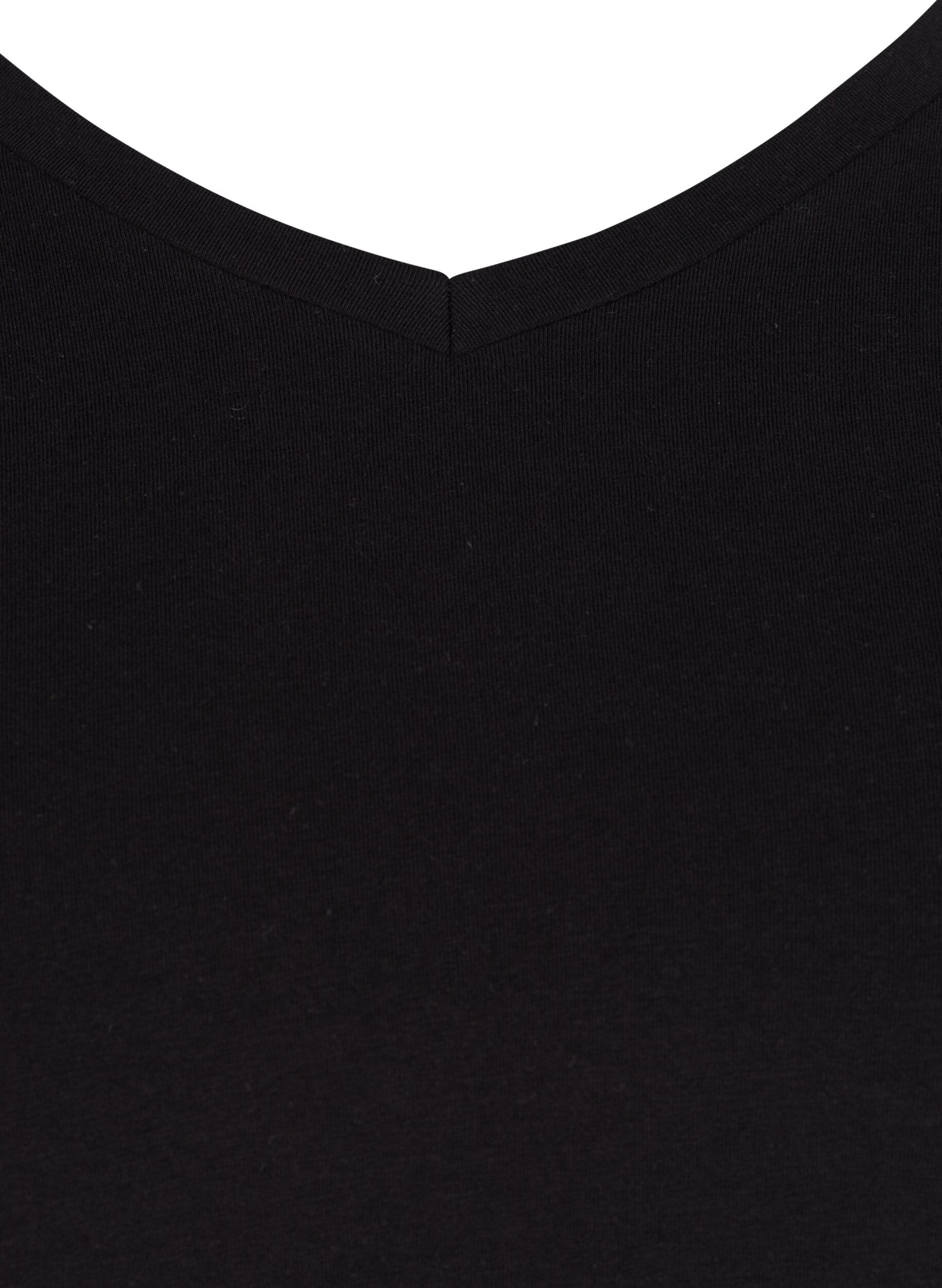 ZizziEnsfarvet basis t-shirt i bomuld, Sort, Packshot image number 2