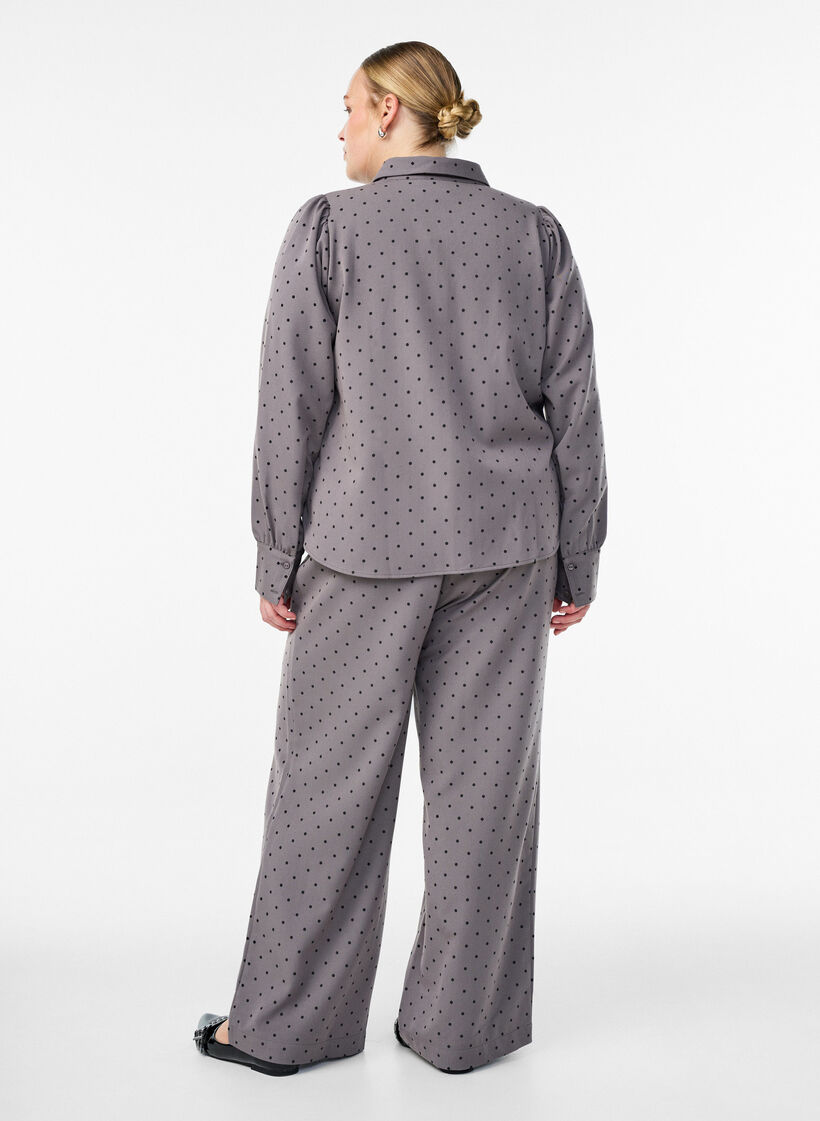 Bukser med vidde og høj talje, Grå, Model image number 1