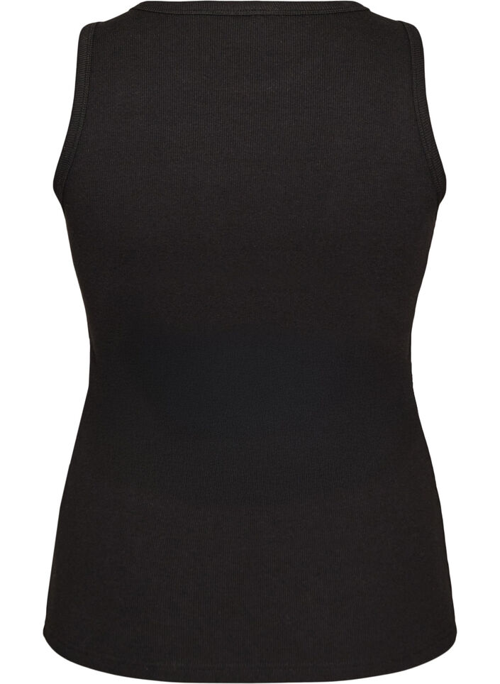 Ribtop i bomuld med h&oslash;j hals, Sort, Packshot image number 1