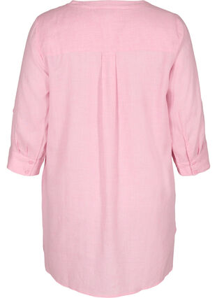 Lang skjorte med v-hals og brystlommer, Cameo Pink, Packshot image number 1
