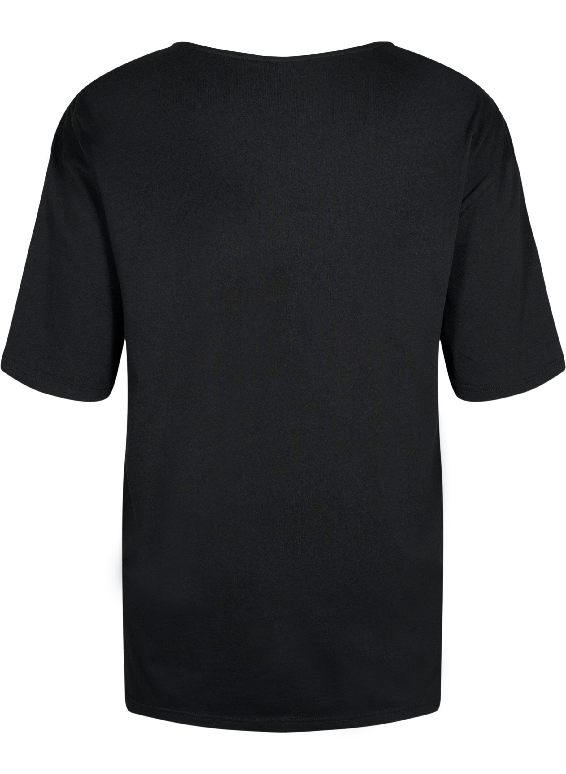 Zizzi Oversize bomulds t-shirt med tryk, Black GOOD, Packshot image number 1