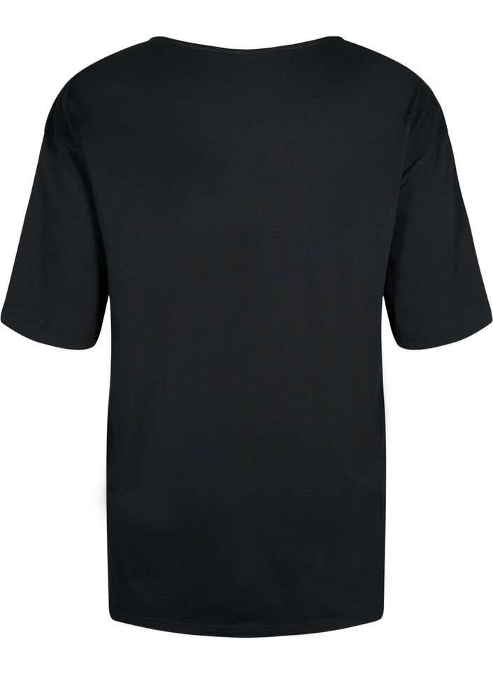 Oversize bomulds t-shirt med tryk, Black GOOD, Packshot image number 1