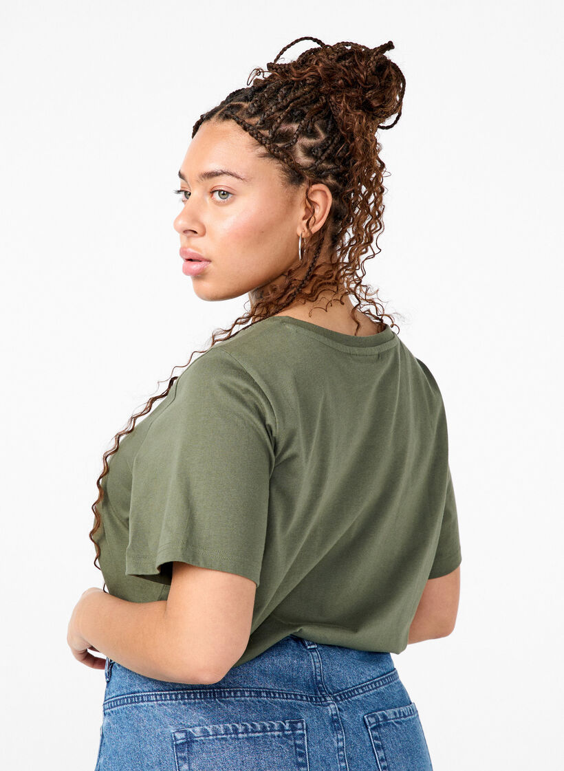 T-shirt i økologisk bomuld med sløjfedetalje, Thyme, Model image number 1