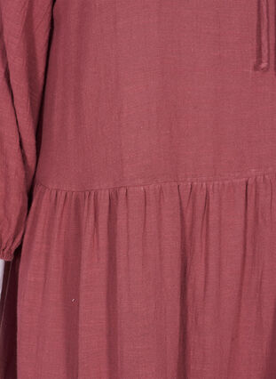 Bomulds kjole med 3/4 ærmer og bindedetalje, Wild Ginger, Packshot image number 3