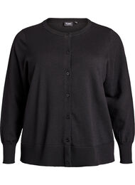 Finstrikket cardigan med rund hals, Sort