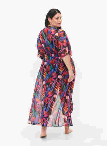 Strand kimono med print, Bright Leaf, Model image number 1
