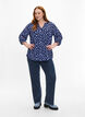 Blomstret bluse med 3/4 ærmer, M. Blue Flower AOP, Model image number 2