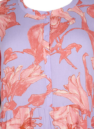 Kortærmet viskose kjole med a-form, Lavender Flower, Packshot image number 2