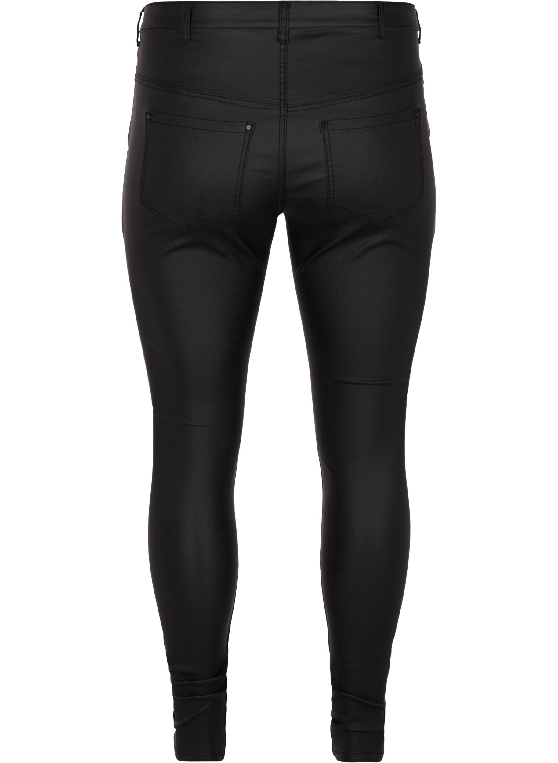 Zizzi Coated Amy jeans, Black coated, Packshot image number 1