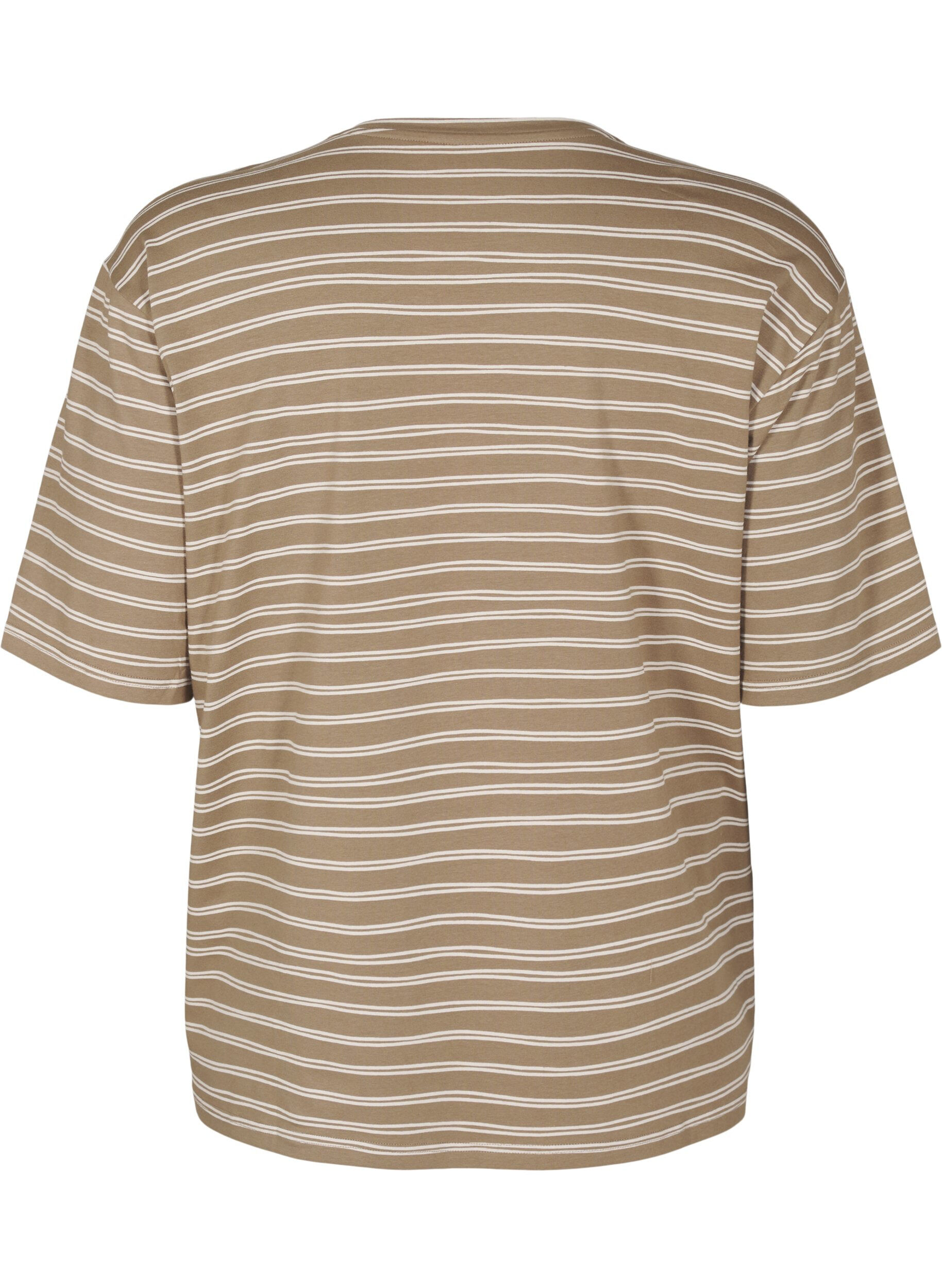 Zizzi T-shirt med striber, Brun, Packshot image number 1